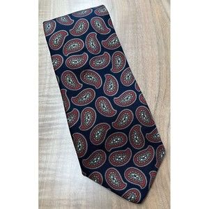 GRAHAM & LOCKWOOD LTD London Men's Silk Tie Black Background Red/Tan EUC